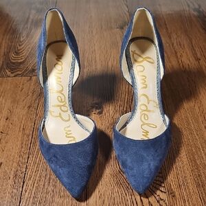 Sam Edelman Navy Blue Suede d’Orsay Heels Size 6.5 | Pointed Toe Classic Pumps